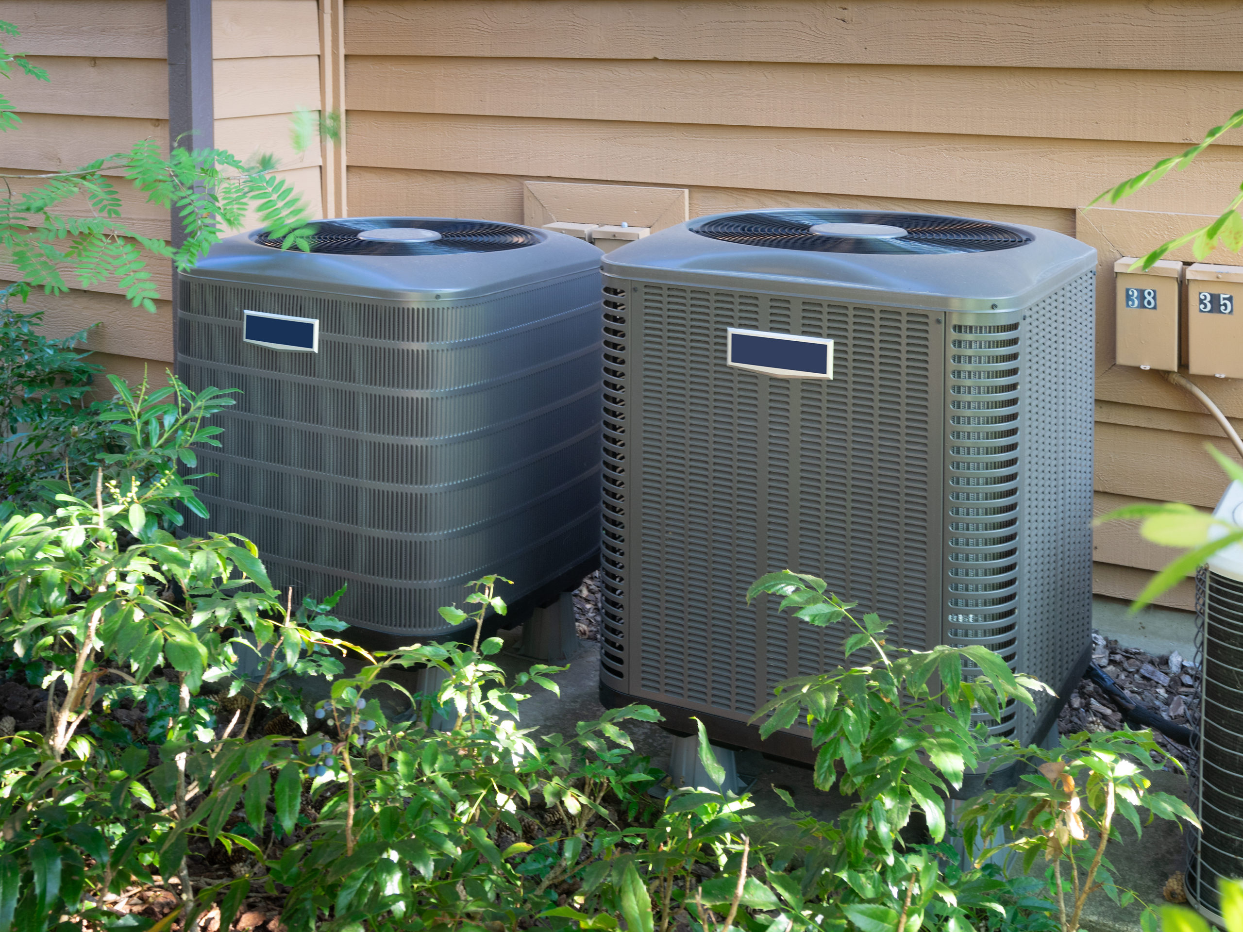 Air conditioning units outside a home.