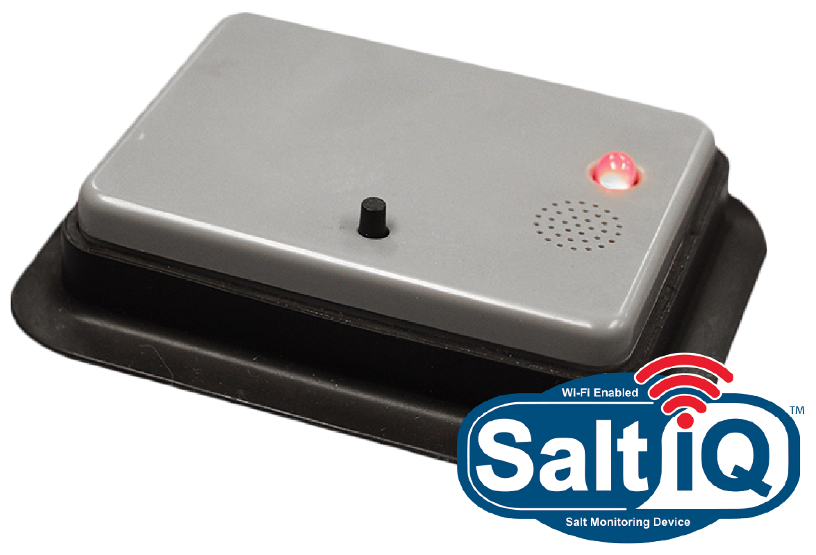 A SaltIQ monitor and the SaltIQ logo
